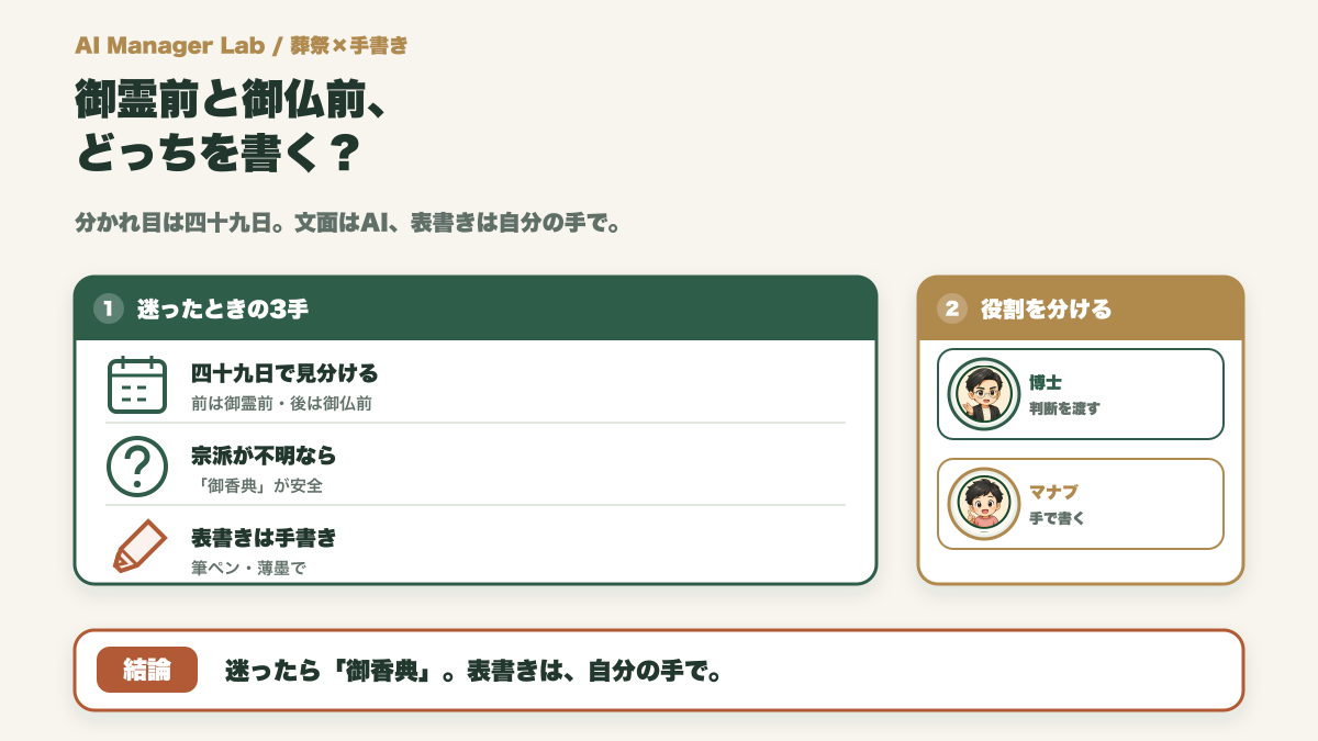 御霊前と御仏前、どっちを書く？｜香典袋の表書きと筆ペン練習のコツ【葬儀屋が解説】